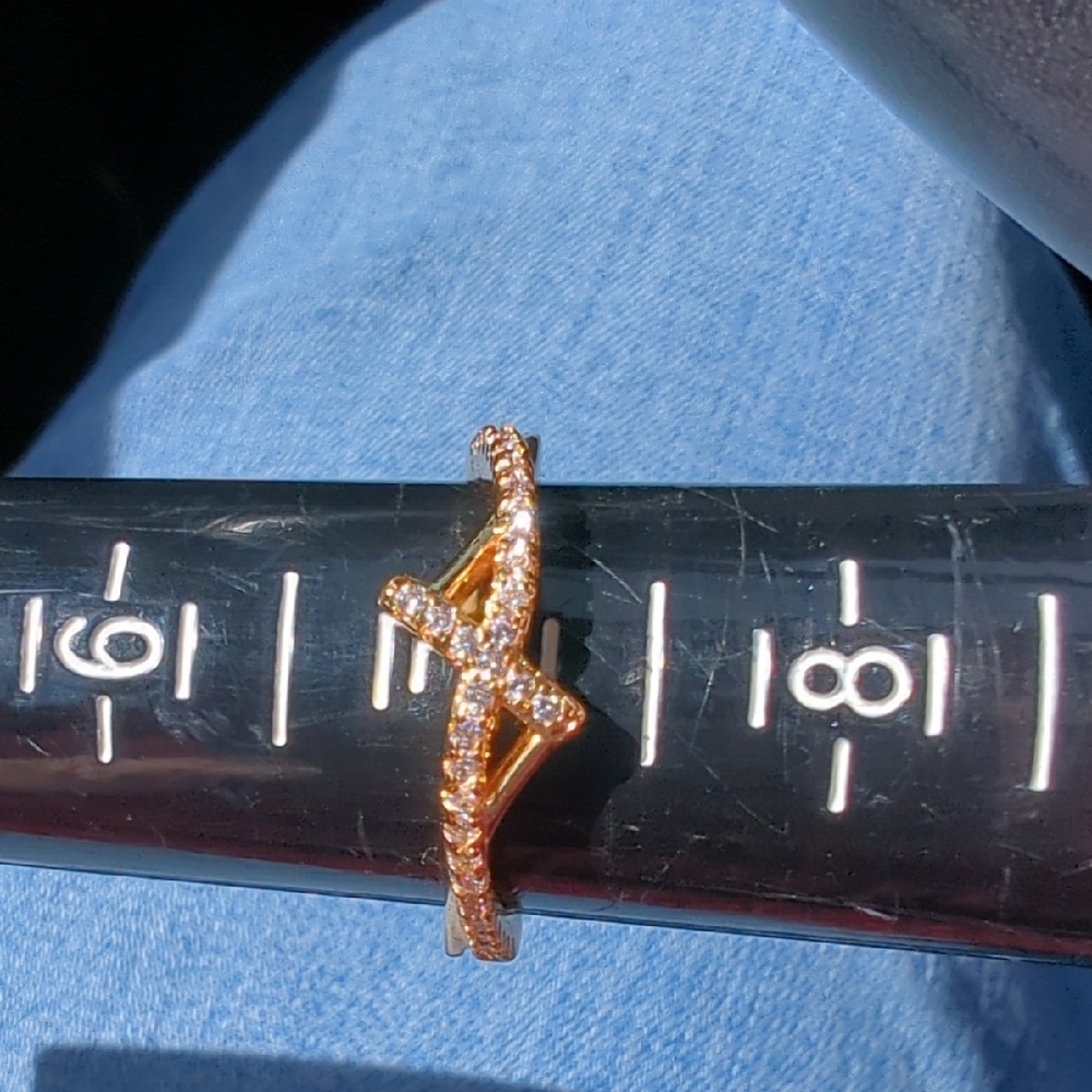 Gold-Tone Sterling Silver Abstract Cross Ring